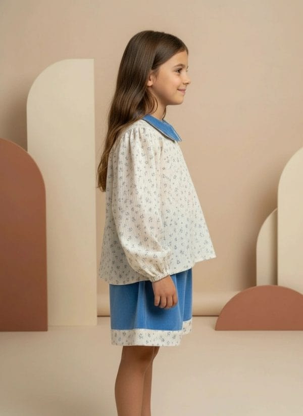 Camicia elegante con colletto Blu e azzurro intenso Side di Farway Milano