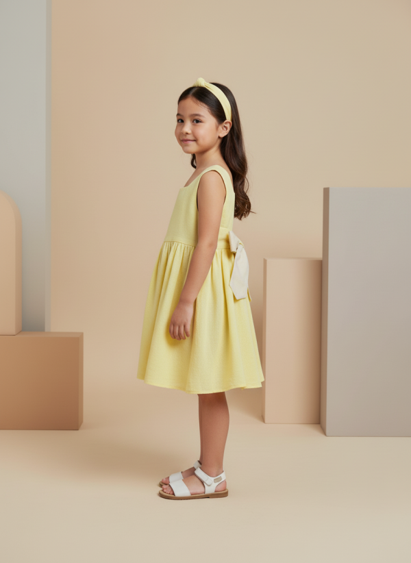 Abito Charlotte smanicato in mussola Giallo e ocra Side di Farway Milano