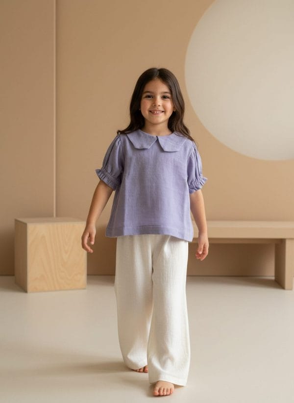 Camicia Masha manica corta a sbuffo Lilla e lavanda In Action di Farway Milano