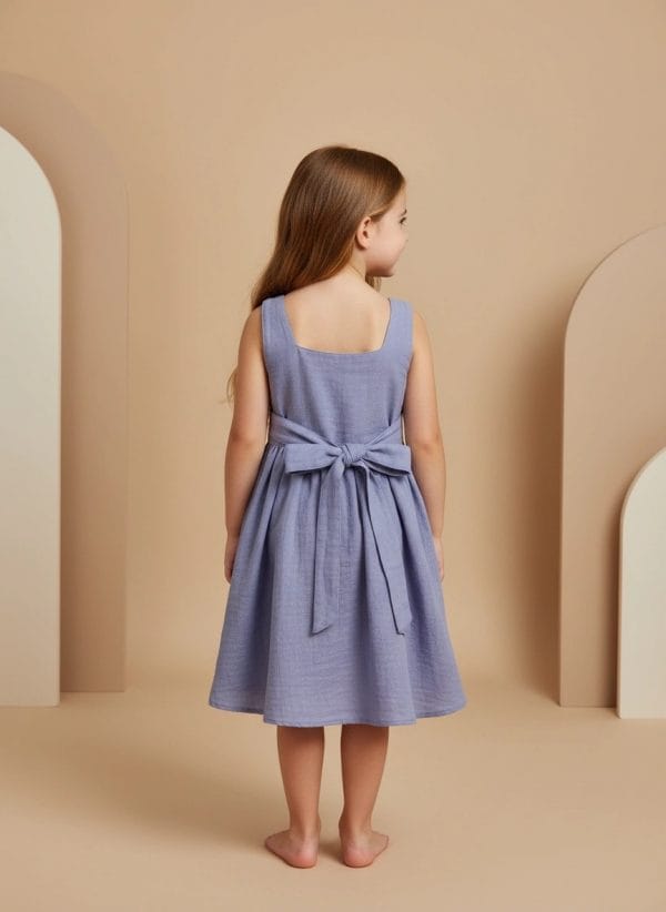 Abito Charlotte smanicato neonata Lilla e lavanda Back di Farway Milano