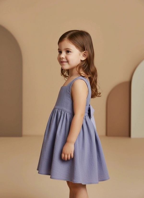 Abito Charlotte smanicato neonata Lilla e lavanda Side di Farway Milano