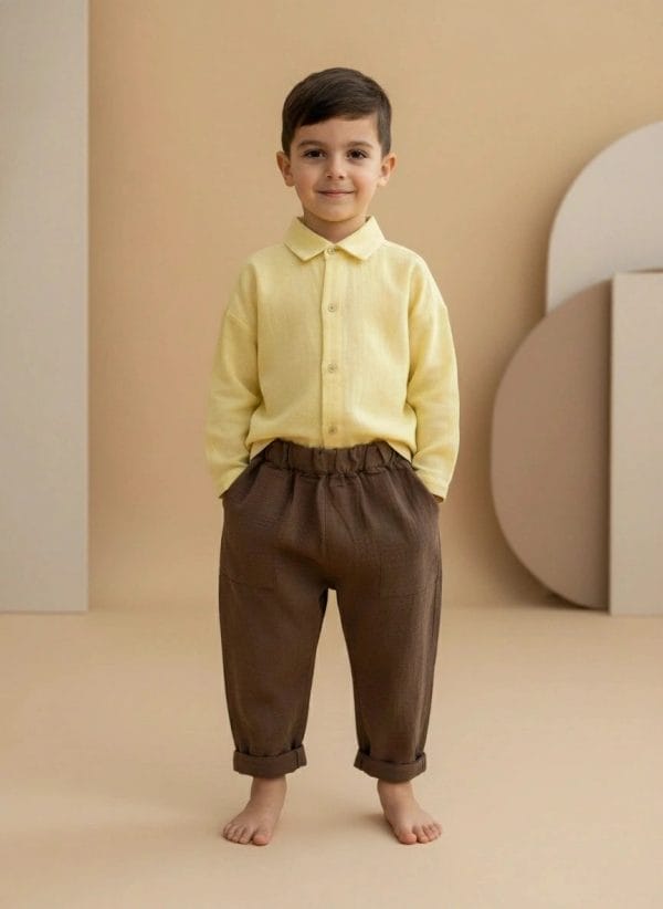 Pantalone lungo mussola nuovo Marrone e mocha In Action di Farway Milano