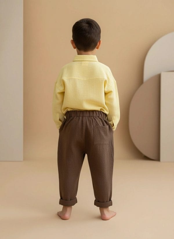 Pantalone lungo mussola nuovo Marrone e mocha Back di Farway Milano