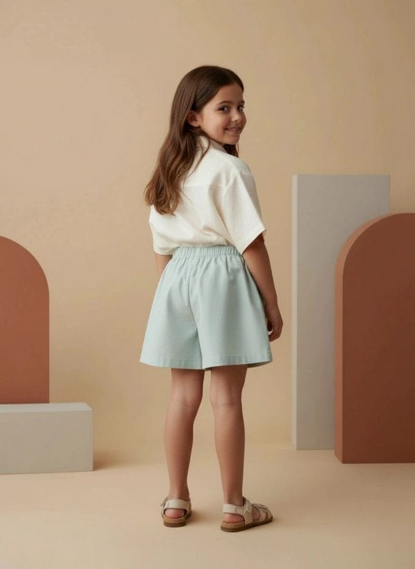 Pantaloncino svasato Popline new Off-white e cloud Back di Farway Milano