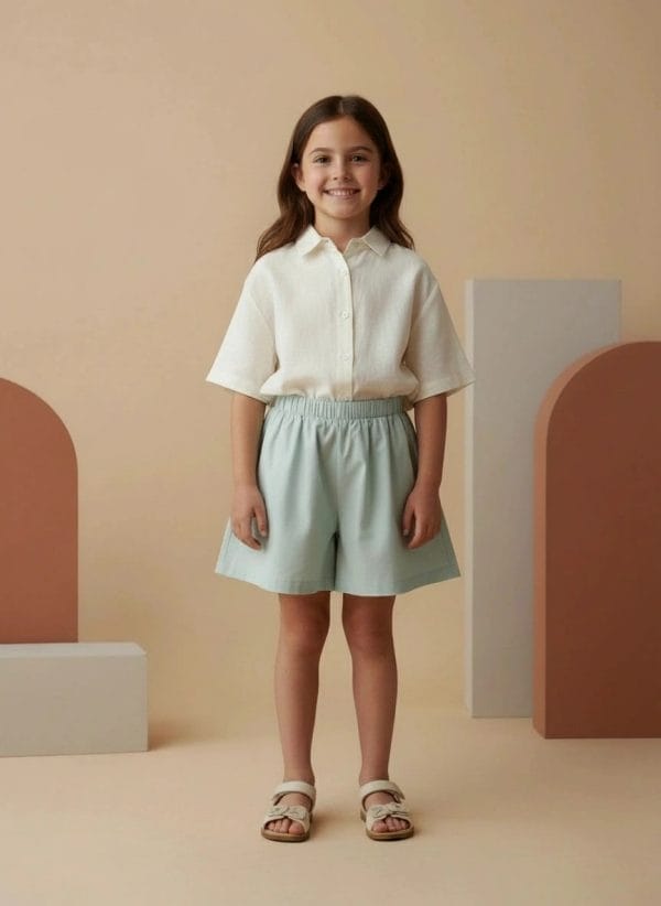 Pantaloncino svasato Popline new Off-white e cloud Side di Farway Milano