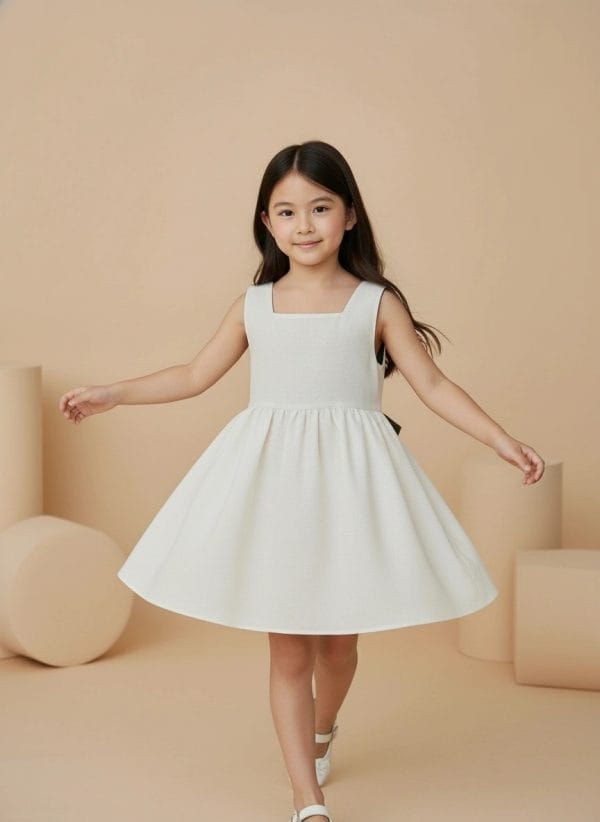 Abito Charlotte smanicato in lino Panna e avorio In Action di Farway Milano