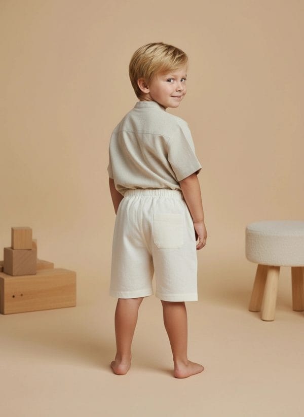 Pantaloncino Capri Panna e avorio Back di Farway Milano