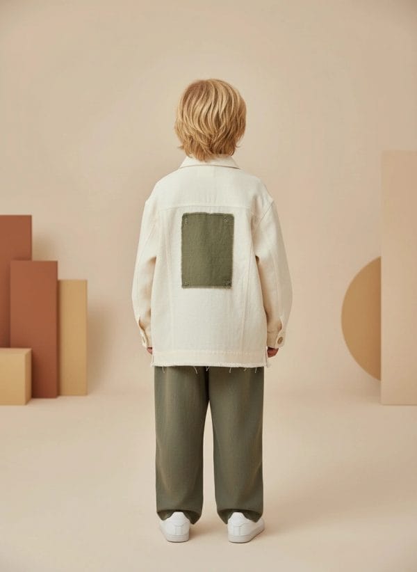 Giacca Lino Bianca Nuova Panna e avorio Back di Farway Milano