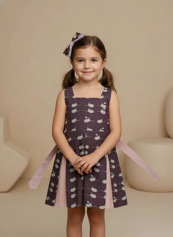 Abito Masha smanicato bicolore Elefantini Prugna profondo In Action di Farway Milano