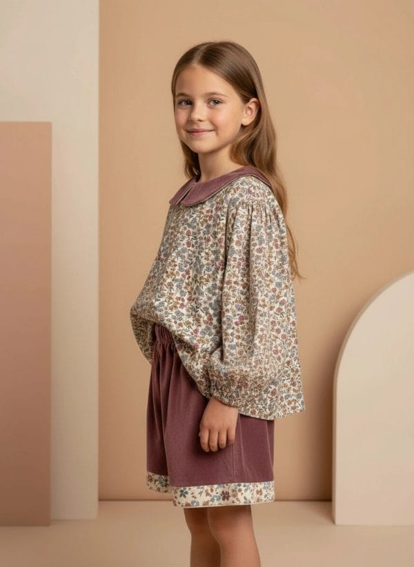 Pantaloncino in velluto Rosa cipria e nude Side di Farway Milano