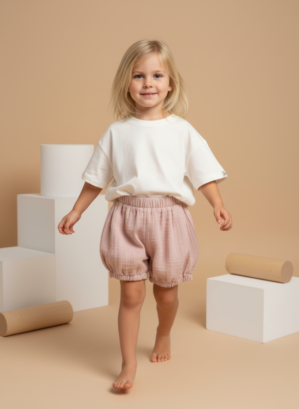 Pantaloncino a palloncino mussolina Rosa pastello e antico In Action di Farway Milano