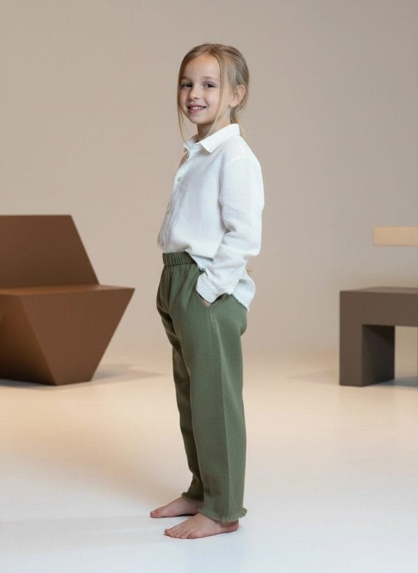 Pantalone Capri sfilacciato Verde khaki e militare Side di Farway Milano