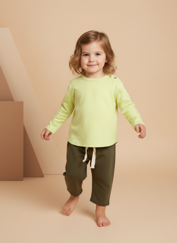 Maglietta a righe Verde salvia e aloe In Action di Farway Milano